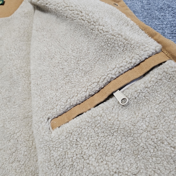 Vintage 90s Cabelas Sherpa Lined Vest Size XL Canvas Duck Canvas NUBUCK Trim WOW - Picture 10 of 14